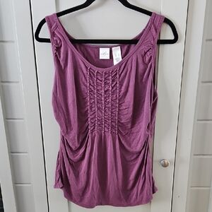 #175 Emma James Plum Ruched Tank Top Sz Xl Ptp 21+